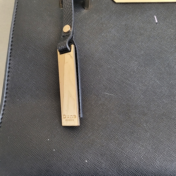 Dune London Black Vegan Leather Gold Top Handle Tote - Picture 11 of 13